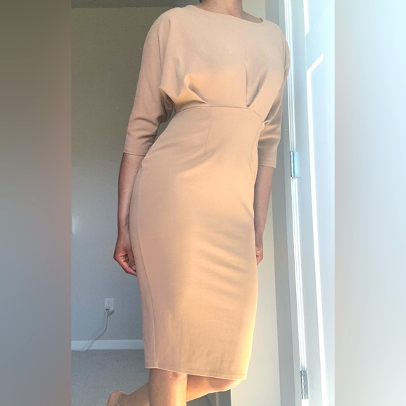 Boohoo Nude Brown Bodycon Dress - Picture 5 of 12